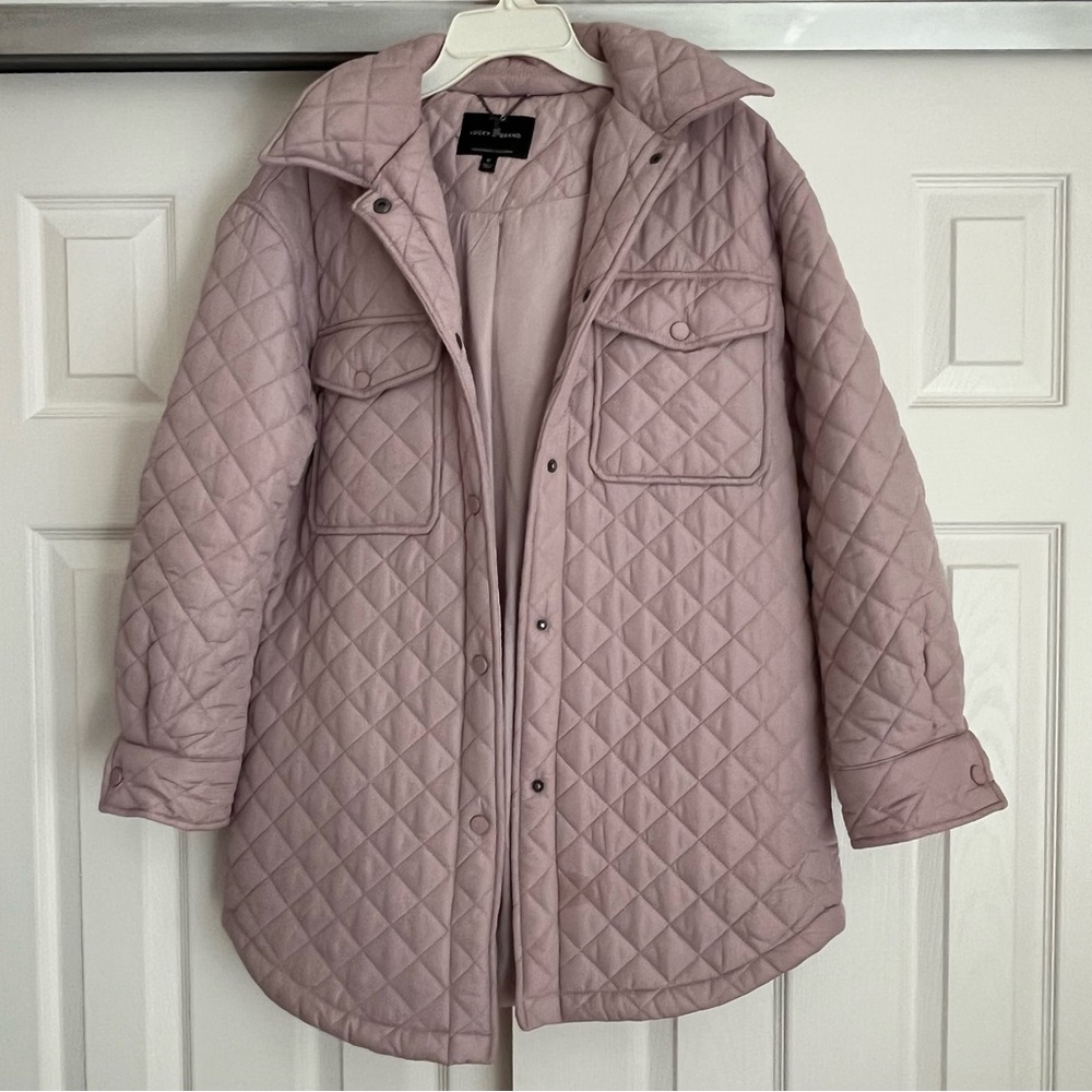 Lucky Brand Quilted Shirt Jacket Nude/Lavender M